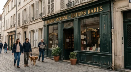 Façade historique de la Chapellerie Mouret avec enseignes dorées sur fond vert Empire à Avignon